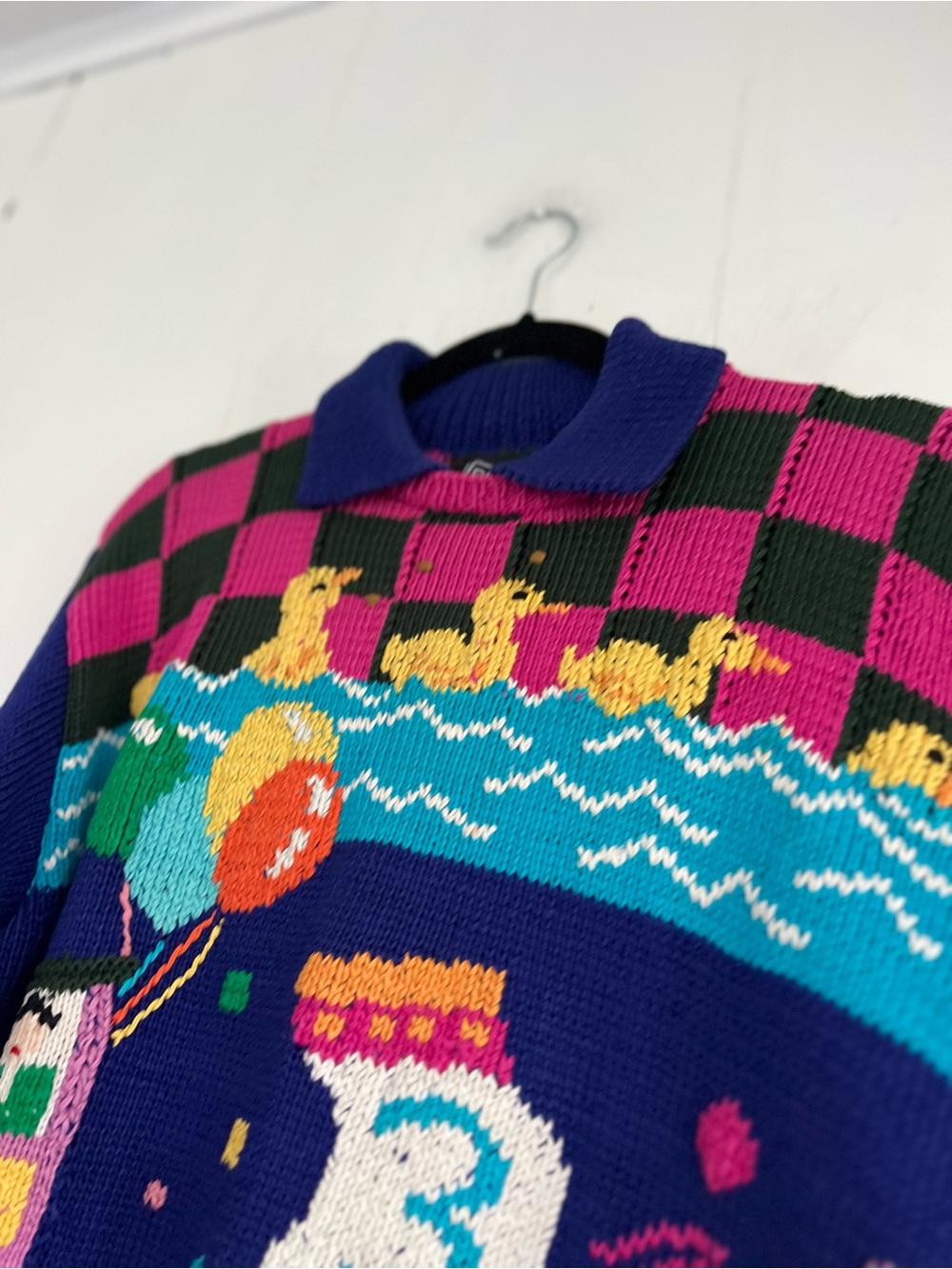 Vintage 1989 Berek Sweater Hand Knitted Carnival Circus Size Medium - Picture 8 of 16